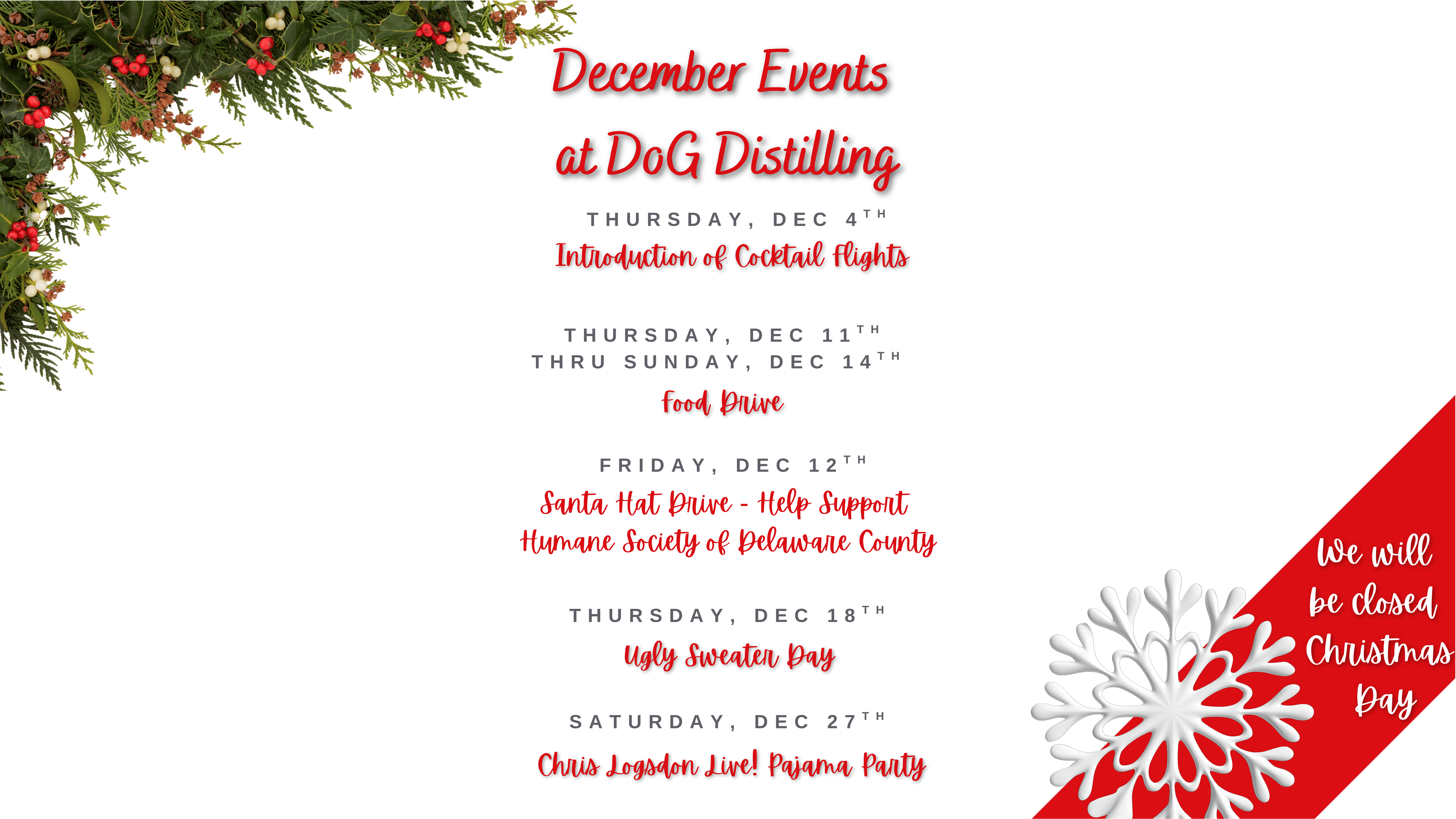 December at DoG Schedule